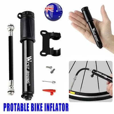 Aluminium MINI BICYCLE AIR PUMP Bike Hand Ball Inflator Portable Cycling Tyre AU - image 1 of 4