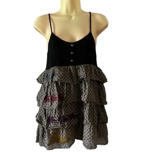 HENDI Boho Tiered Embroidered Tunic Top Blouse Festival Hippie Retro Vibe - Picture 1 of 9