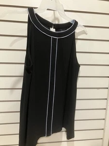 Pullover informal sin mangas Rafaella negro cuello barco talla L para mujer - Imagen 1 de 8