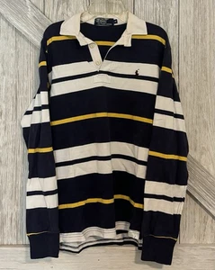 Vintage Preowned Polo By Ralph Lauren Men’s Long Sleeve Rugby Shirt Size Medium - Picture 1 of 9