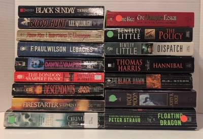 Lot of 16 HORROR Paperback Books VAMPIRES Straub ANNE RICE King LITTLE Wilson - Image 1 of 4