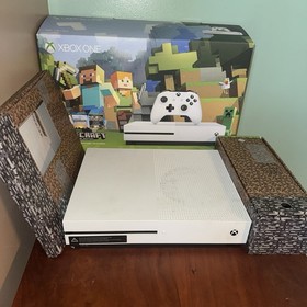 Microsoft Xbox One S White Console Minecraft Box Inserts Cords No Controller 500
