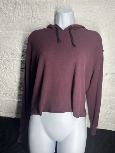 UNDERCOVER Felpa con cappuccio Victoria's Secret ROSA donna viola waffle maglia crop extra small