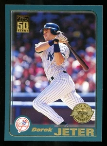 2001 Topps Home Team Advantage #100 Derek Jeter New York Yankees NY  Gold Stamp - Picture 1 of 2