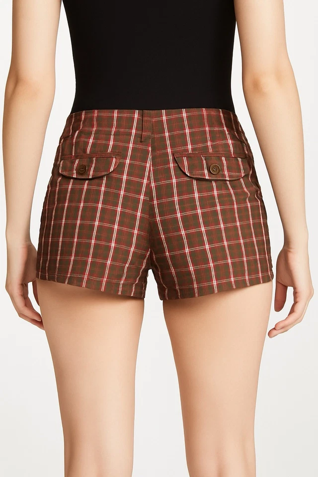 Pantalones Cortos Aéropostale Mujer Talla: 11/12 Marrón Botón a Cuadros (4) Bolsillos Foto 1 de 4