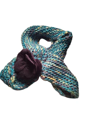 Fossil Penelope Multi-Colored Yarn Felt Floral Scarf NWT $36 Whimsical Boho GIFT - Image 1 of 4