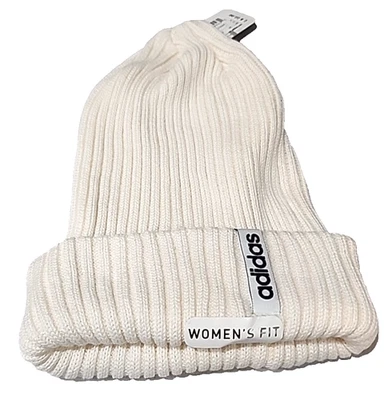 Adidas Mujer Gorro Gorra Sombrero Tejido Medias Blanco Nuevo Foto 1 de 2