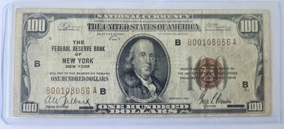 1929 $100 The Federal Reserve Bank of New York Note Banknote (lot 2) - Image 1 of 4