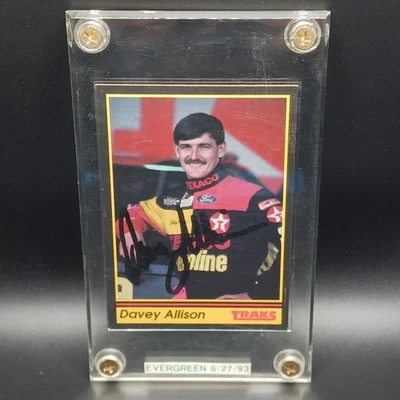 Davey Allison 1991 Traks #28 VINTAGE signed NASCAR HALL OF FAMER LEGEND card - Image 1 of 2