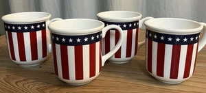 Set Of 4 Patriotic Mugs By Lenox God Bless America United We Stand Coffee Mugs - Picture 1 of 5