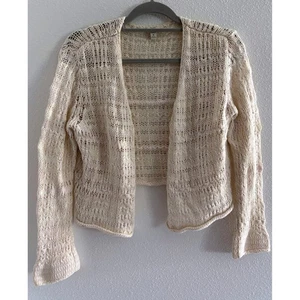 Suéter Vintage Jill Mujer Mediano Crema Crochet Recortado Preppy Años 90 Cottage - Imagen 1 de 4