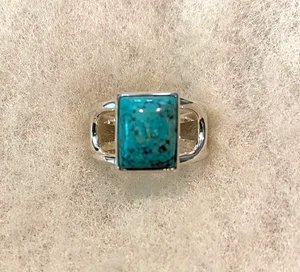 Sajen Sterling Spinnennetz rechteckiger Türkis Ring Größe 6 1/2 - 2,8 Gramm - Bild 1 von 13