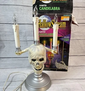 Candelabro calavera embrujada Halloween HallowScream llama parpadeante vintage años 90 - Imagen 1 de 8