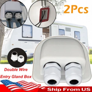 2PCS Double Wire Cable Entry Gland RV Caravan Roof Solar Boat Panel Junction Box - Picture 1 of 6