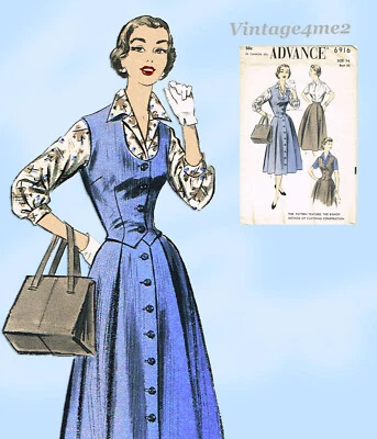 1950s Vintage Advance Sewing Pattern 6916 Uncut Misses Skirt & Weskit Sz 32 B - Image 1 of 4