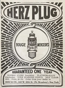 1914 AD (M16) ~ HERZ & CO. NYC. HERZ BOUGIE MERCEDES ZÜNDKERZEN - Bild 1 von 1