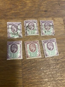 GB KEVII, 1902-13, 1 1/2d hell stumpf lila & grün, x 6 - Bild 1 von 2
