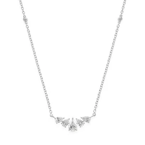 1.27 Ct Lab Grown CVD Pear Diamond Charm Pendant Necklace Gift 14k White Gold - Picture 1 of 6