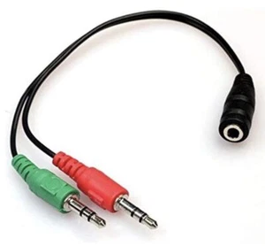 3.5mm Female to 2 Male Jack Plug Headphone Mic Stereo Audio Y Splitter Cable - Picture 1 of 5