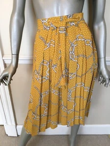 Ladies Mango pleated skirt, polka dot & chain link print, Eu size M - Picture 1 of 7