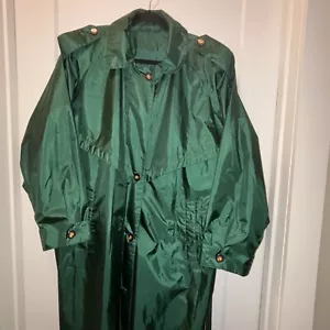 Vtg Totes Raincoat Trench Coat Green Lined Heavier Weight Double Breasted - Picture 1 of 10