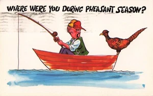 Cartolina d'epoca "Dove eri durante la stagione dei fagiani?" Mike Roberts PublishB6 - Foto 1 di 2