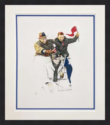 NORMAN ROCKWELL "CHEERING" 1972 | IMPRESIÓN FIRMADA A MANO | ENMARCADA | OTROS DISPONIBLES Foto 1 de 3