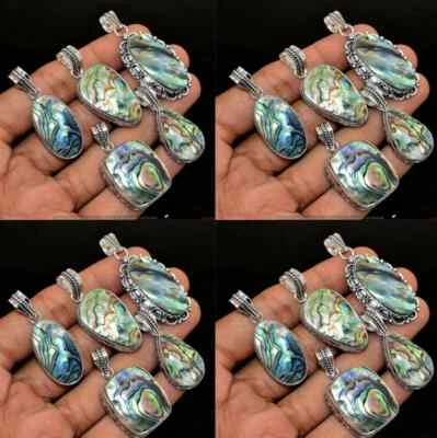 Lote de colgantes enchapados en plata 925 concha de abulón, joyas hechas a mano~ Foto 1 de 3