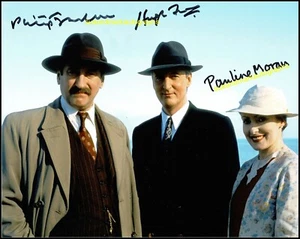 Philip Jackson Hugh Fraser Pauline Moran Poirot Trío Autógrafo Firmado UACC RD 96 - Imagen 1 de 1
