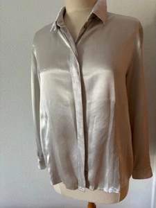 Damen Grau/ Silber Bluse Hemd Business Festlich Langarm Seidenglanz Gr.40 NEU - Bild 1 von 6