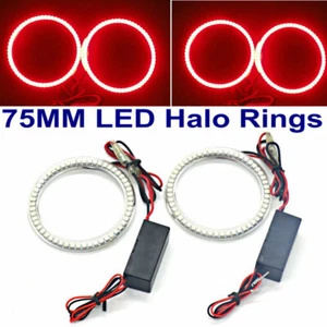 Pair 75MM Halo Rings LED Angel Eye SMD Daytime Running Lights Foglight Rings Red - Picture 1 of 11