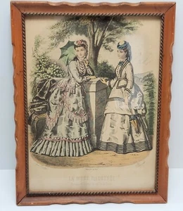Vintage La Mode Illustree gerahmter viktorianischer Modedruck Bonnard & Toudouze - Bild 1 von 12