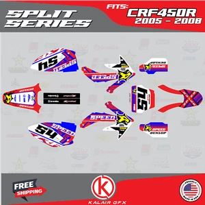 Graphics Kit for HONDA CRF450R (2005-2008) SPLIT SERIES- Red Blue - Imagen 1 de 6