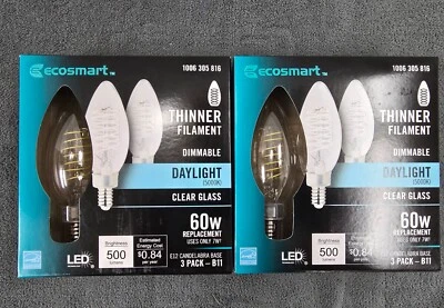 (2) Ecosmart 60-Watt Equivalent B11 Dimmable E12 Candelabra  3 Pack ~ 6 Total - Image 1 of 3