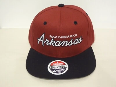 Vintage NCAA Arkansas Razorbacks Snapback Cap Hat 90s Zephyr NEW NWOT Script - Image 1 of 4