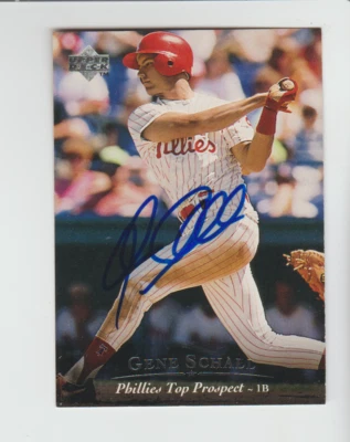 1995 Upper Deck #82 Gene Schall autographed RC, Philadelphia Phillies - Image 1 of 2
