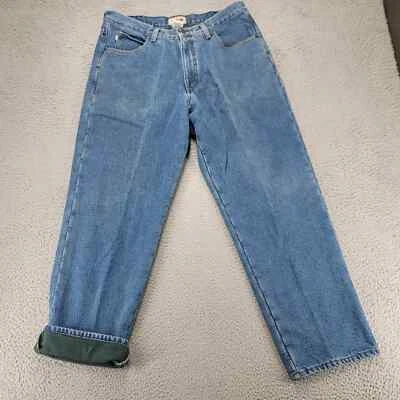 L.L. Bean Jeans Mens 35x30 Blue Denim Blanket Lined Relaxed Fit Baggy Mid Rise - Image 1 of 4