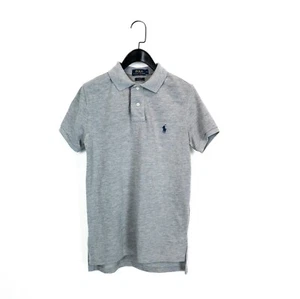 Polo Ralph Lauren Grey Marl Logo Custom Fit Collared Pique Polo Top - Size S - Picture 1 of 12