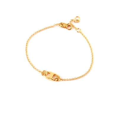 Autêntico NOVO Deslumbrante Logotipo Tory Burch Gêmeos Pulseira Fina 16k GP Pingente Rt: $125 - Imagem 1 de 4