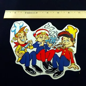 Rare 90's Rice Krispies Snap Crackle Pop Smoking Sticker Skunk Skateboard Decal - Bild 1 von 3