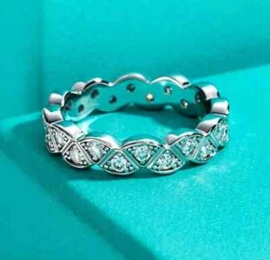 1.30 Carat Round Cut Lab Grown Diamond Full Eternity Wedding Band 14K White Gold - Picture 1 of 5
