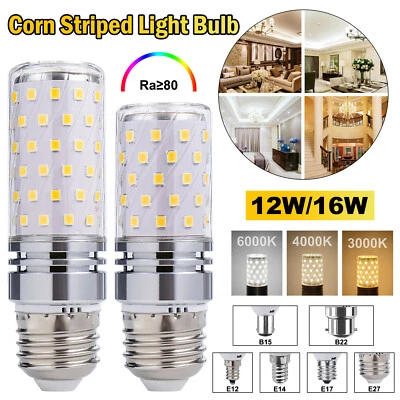 1-10PC 12W 6W LED Corn Bulb Light Candelabra Ceiling Fan Daylight Ceramics Lamp - Image 1 of 4