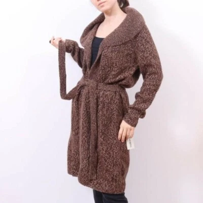 Bata de abrigo suéter con cinturón de cachemir A Giannetti, marrón. Talla L Nuevo con etiquetas Foto 1 de 3