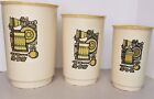 Vintage Nesting Canister Set Of 3  Plastic with Yellow Lids  8”, 9” & 10” Retro