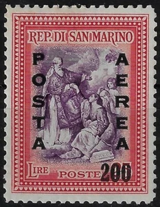 1948 San Marino posta aerea Soprastampato Posta Aerea Lire 200 MNH - Bild 1 von 1