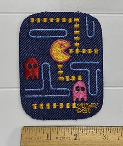 Vintage Midway Pac-Man Pacman Video Game Embroidered Denim Blue Patch Badge - Picture 1 of 3