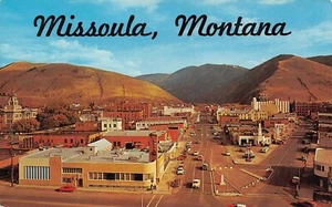 Panoramic View of Main St. & Front St. Street Scene Missoula,MT 1950's Postcard - Picture 1 of 2