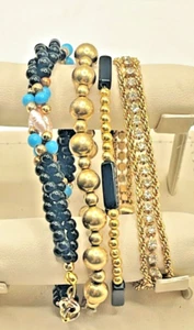 Gold-Plated Imitation Pearl and Simulated Diamond Bracelet Lot of 4 - Picture 1 of 4