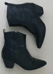 NEW LOOK black Western women's ankle boots size UK 4 EUR 37 - Picture 1 of 12