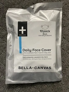 Daily Face Cover Mask Bella+Canvas 10 Pack - Black, New - Made in USA - Picture 1 of 2